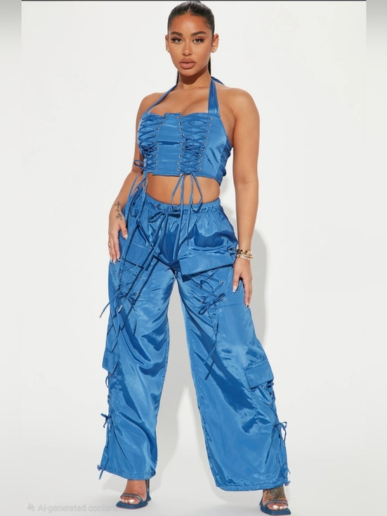 Fashion Nova Pants - Just Enough Of You Pant Set - Royal
